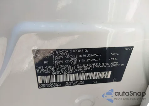 2014 Toyota Rav4 Xle из США, поврежденный, VIN JTMRFREV7ED081867